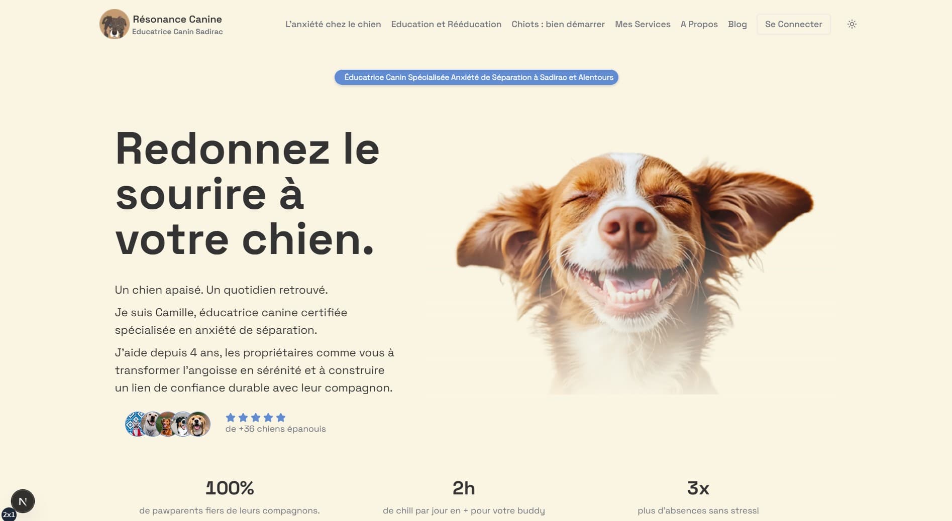 Création d'un site web sur mesure pour une éducatrice et comportementaliste canin