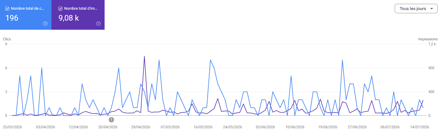 Visibilité Google (impressions)
