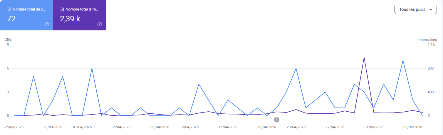 Visibilité Google (impressions)