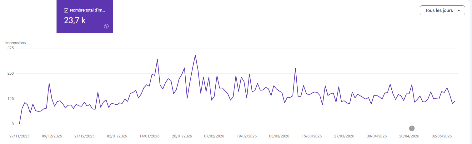 Visibilité Google (impressions)